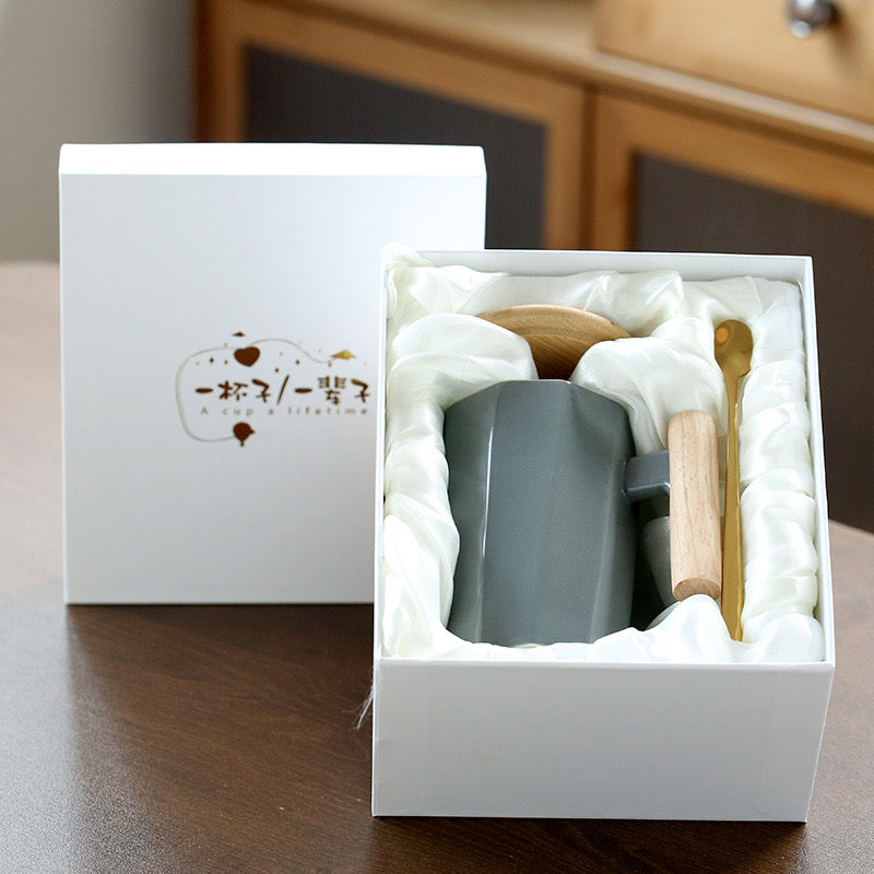 【客製化】北歐風木質手把陶瓷馬克杯 | 禮品、贈品專業客製禮贈品顧問 以泰禮品