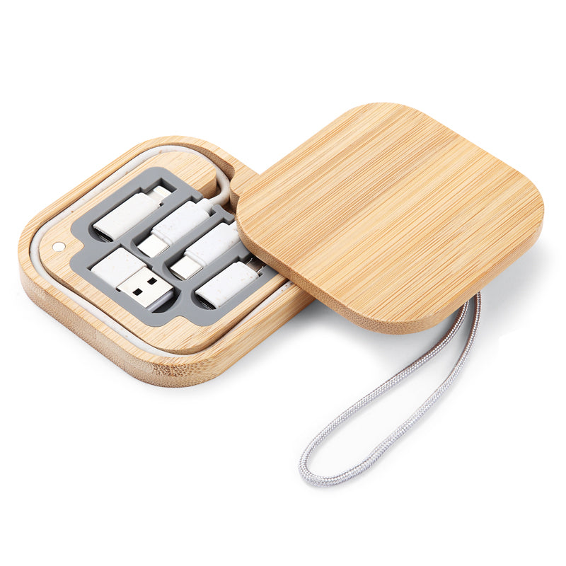 【客製化】方形竹木數據線 | 禮品、贈品專業客製禮贈品顧問