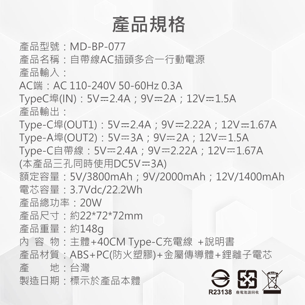 【客製化】自帶線AC插頭多合一行動電源 | 禮品、贈品專業客製禮贈品顧問