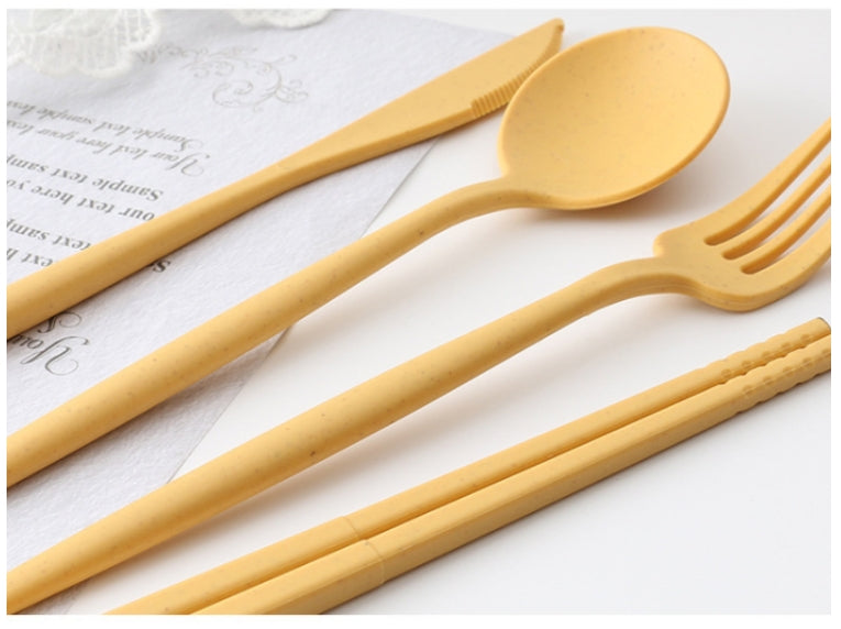 【客製化】糖果色小麥秸稈刀叉四件組 | 禮品、贈品專業客製禮贈品顧問 | 禮品、贈品專屬客製禮贈品專家