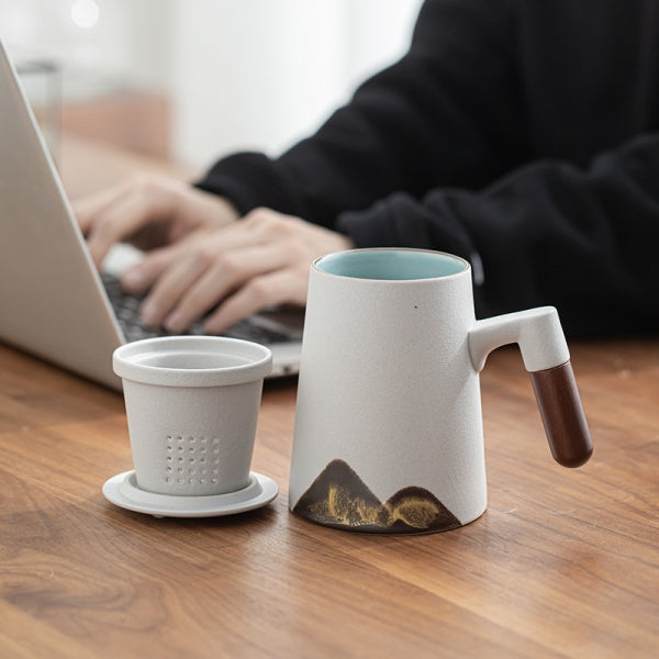 【客製化】遠山茶水過濾泡茶杯陶瓷杯企業禮品450 ml | 禮品、贈品專業客製禮贈品顧問 | 禮品、贈品專屬客製禮贈品專家
