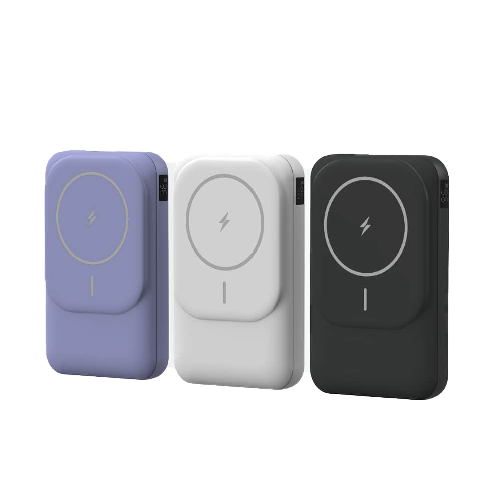 【客製化】自帶雙線數顯磁吸無線閃充行動電源 | 禮品、贈品專業客製禮贈品顧問