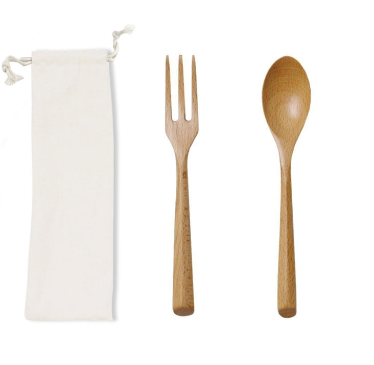 【客製化】木紋環保餐具兩件組(棉布袋) | 禮品、贈品專業客製禮贈品顧問 以泰禮品